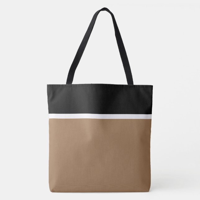 Chic Eleganter Schwarz-weißer Mocha-Brauner Farbbl (Vorderseite)