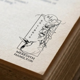 Chic Elegantes Botanisches Ex Libris Kolibri Gummistempel