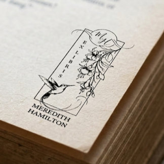 Chic Elegantes Botanisches Ex Libris Kolibri Gummistempel