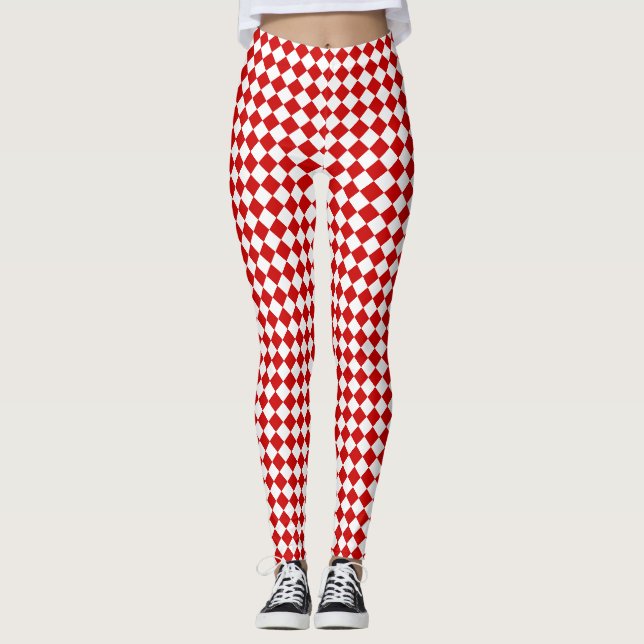 Chic elegantes, helles, weißes Diamantmuster Leggings (Vorderseite)