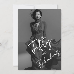 Chic Elegantes Schwarz-Weiß-Foto Fünfzig und Fanta Einladung