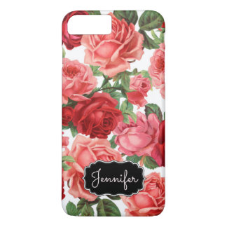 Chic Elegantes Vintag Rosa, Rot, Blumenname der Ro iPhone 8 Plus/7 Plus Hülle