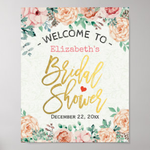 Chic-elegantes Wasserfarben-Blumen-Hochzeitsdusche Poster