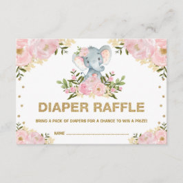 Chic Elephant Blush Gold Floral Baby Diaper Raffel Begleitkarte