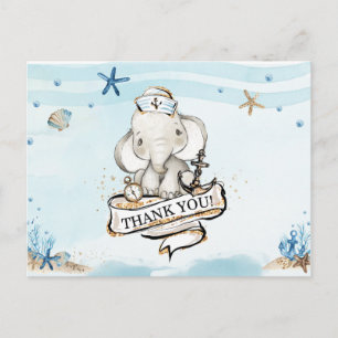 Chic Elephant Nautical Boy Baby Dusche Danke Postkarte