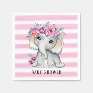 Chic Elephant Pink Floral Stripes Girl Babydusche Serviette