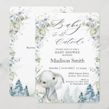 Chic Elephant Winter Alpine Baby Shower Neutral I