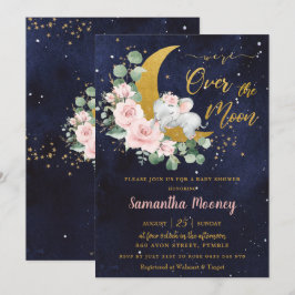 Chic Elephant Wir sind über der Mond Girl Babydusc Einladung