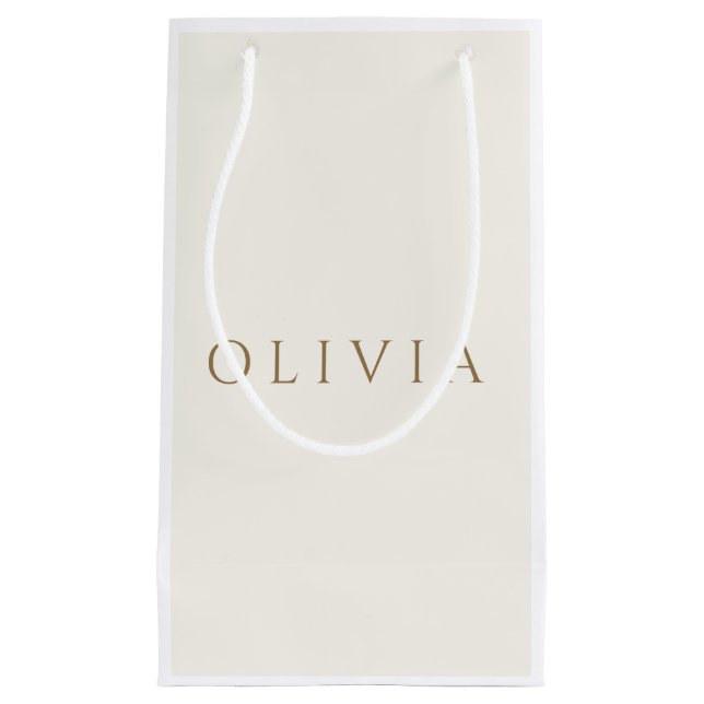 Chic Elfenbein-Monogramm minimalistisch Kleine Geschenktüte (Vorderseite)