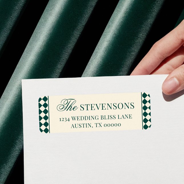 Chic Emerald Checkered Old Money Return Address (Von Creator hochgeladen)