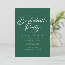 Chic Emerald Green Bachelorette Party Einladung