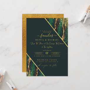 CHIC EMERALD GREEN GLITZER ABSTRAKT AGATE WEDD EINLADUNG