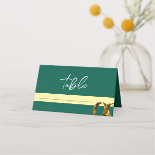 Chic Emerald Green Gold Rings Wedding Platzkarte