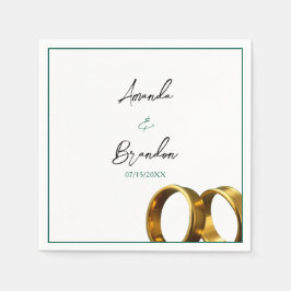 Chic Emerald Green Gold Rings Wedding Serviette