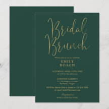 Chic Emerald Green Gold Script Bridal Bunch Dusche