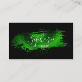 Chic Emerald Green Metallic Foil Paint Stroke Visitenkarte