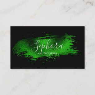 Chic Emerald Green Metallic Foil Paint Stroke Visitenkarte