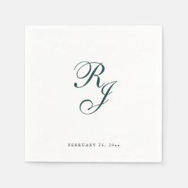 Chic Emerald Green Monogram Wedding Napkins Serviette