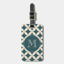 Chic Emerald Ivory Geometric Muster Monogram Gepäckanhänger