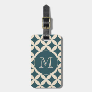 Chic Emerald Ivory Geometric Muster Monogram Gepäckanhänger