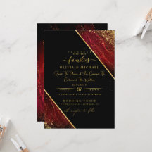 CHIC EMERALD RED DARK FOIL ABSTRAKT AGATE WEDING