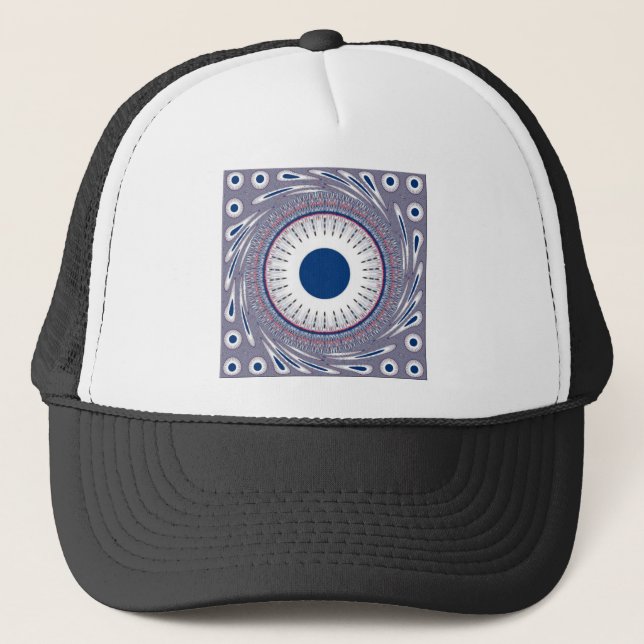 Chic Energetic Eye Design: Ein mesmerisierendes Mu Truckerkappe (Vorderseite)