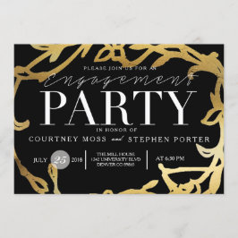 Chic Engagement Party | Gold Floral Einladung