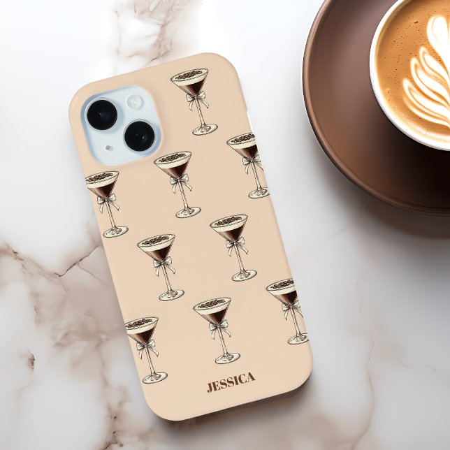 Chic Espresso Bow Muster Personalisiert Brown Case-Mate iPhone Hülle (Chic Espresso Bow Pattern Personalized Brown Case-Mate iPhone Case)