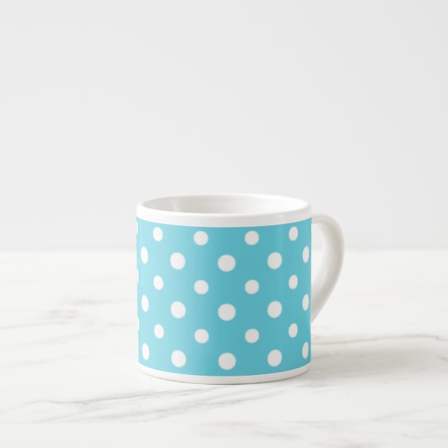 Chic Espresso Coffee Tasse: Türkis Polka Dots Espressotasse (Vorderseite Rechts)
