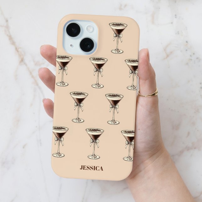 Chic Espresso-Schalenmuster Personalisiert Braun Case-Mate iPhone Hülle (Chic Espresso Bow Pattern Personalized Brown Case-Mate iPhone Case)