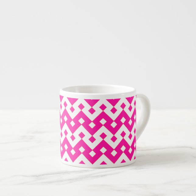 Chic Espresso Tasse, Candy Pink Geometric Espressotasse (Vorderseite Rechts)