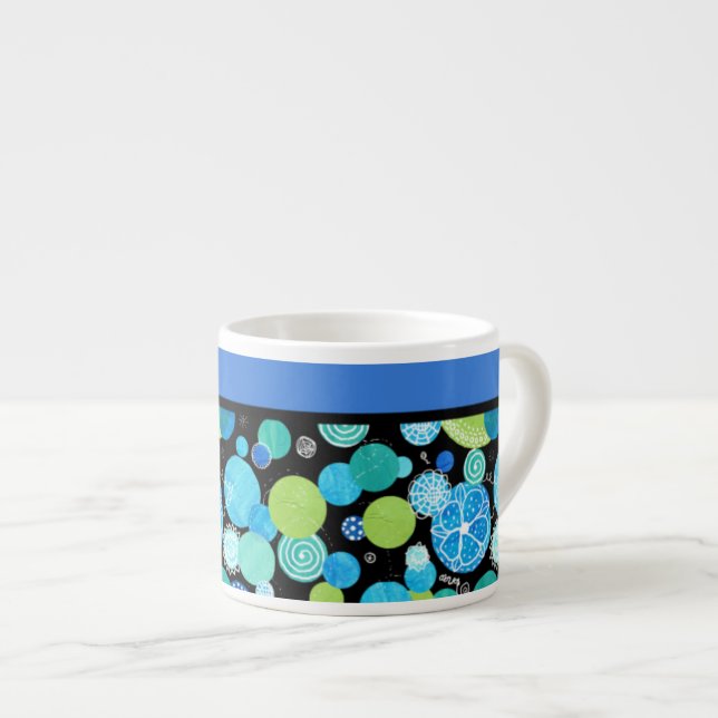 Chic Espresso Tasse, Quirky Blue Moons Muster Espressotasse (Vorderseite Rechts)