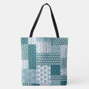 Chic Ethnic Imitats Patchwork Pattern, Aquamarin u