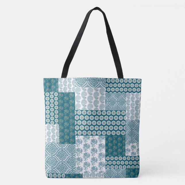 Chic Ethnic Imitats Patchwork Pattern, Aquamarin u (Vorderseite)