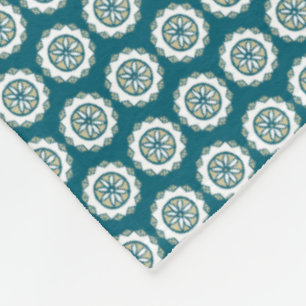 Chic Ethnic Imitats Patchwork Pattern, Aquamarin u Fleecedecke