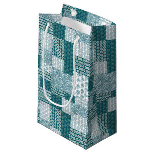 Chic Ethnic Imitats Patchwork Pattern, Aquamarin u Kleine Geschenktüte