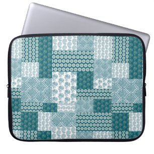 Chic Ethnic Imitats Patchwork Pattern, Aquamarin u Laptopschutzhülle
