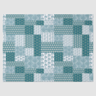Chic Ethnic Imitats Patchwork Pattern, Aquamarin u Seidenpapier