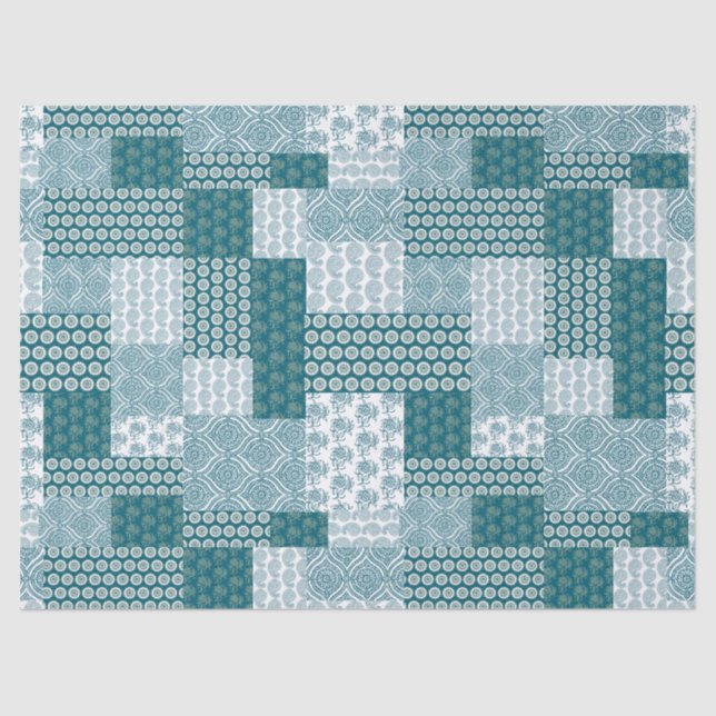 Chic Ethnic Imitats Patchwork Pattern, Aquamarin u Seidenpapier (Vorderseite)