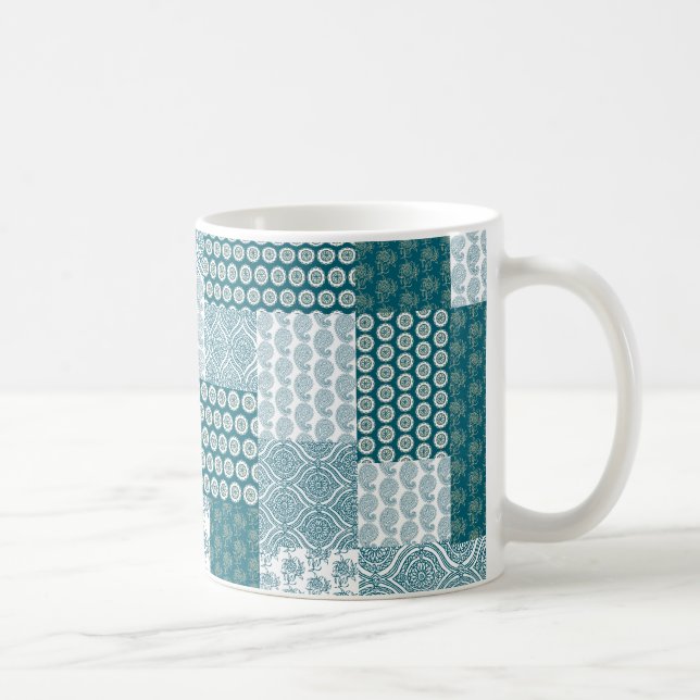 Chic Ethnic Imitats Patchwork Pattern, Aquamarin u Tasse (Rechts)