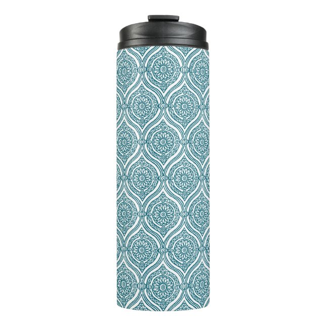Chic Ethnic Ogee Muster Aquamarin Thermosbecher (Vorderseite)