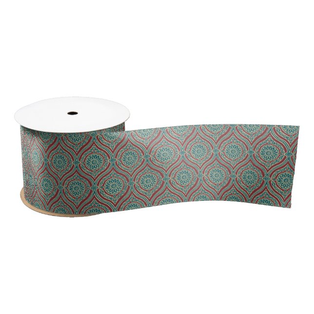 Chic Ethnic Ogee Muster in Maroon, Aquamarin und B Satinband (Spule)