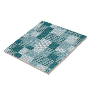 Chic-ethnisches Imitat-Patchwork-Muster, aquamarin Fliese