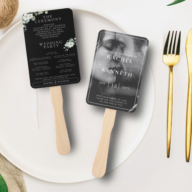 Chic Eucalyptus B&W Foto Wedding Zeremony Program Fächer (Von Creator hochgeladen)