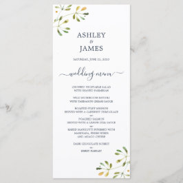 Chic Eucalyptus Foliage Dark Blue White Wedding Menükarte
