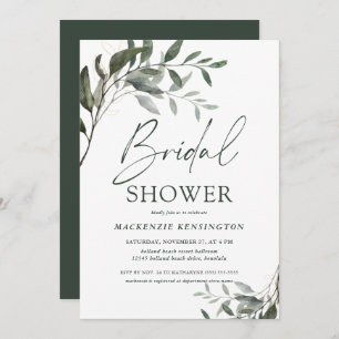 Chic Eucalyptus Gold Elegantes Brautparty Einladung