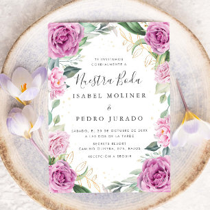 Chic Eucalyptus Lila Rose Nuestra Boda Wedding Einladung