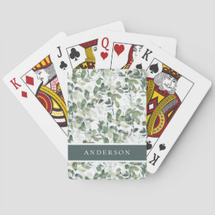 Chic Eucalyptus Monogram Name Spielkarten