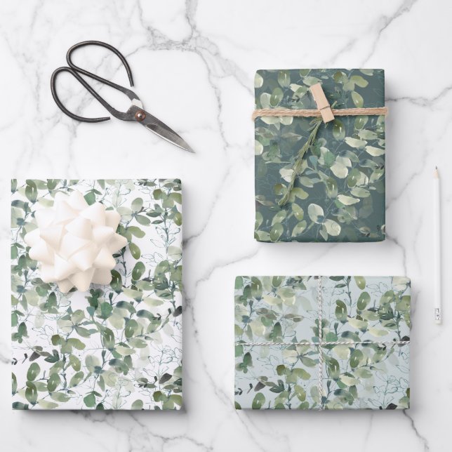 Chic Eucalyptus Pattern Geschenkpapier Set (Vorderseite)