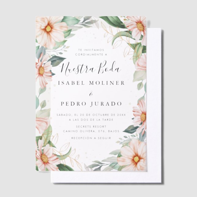 Chic Eucalyptus Peach Rose Nuestra Boda Wedding (Versetzt)